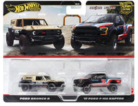 Thumbnail for Hot Wheels Premium 1:64 2 Pack Ford Bronco-R / 17 Ford F-150 Raptor