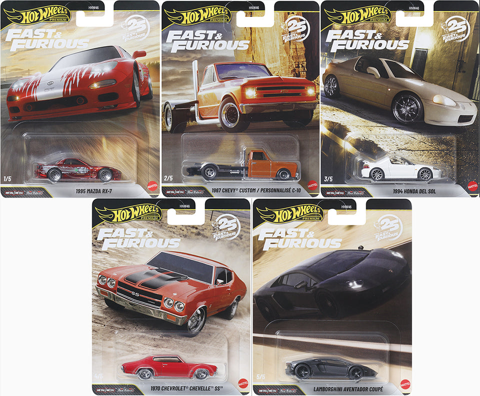Hot Wheels Premium 1:64 Fast & Furious 2025 Mix P Complete Set 1-5