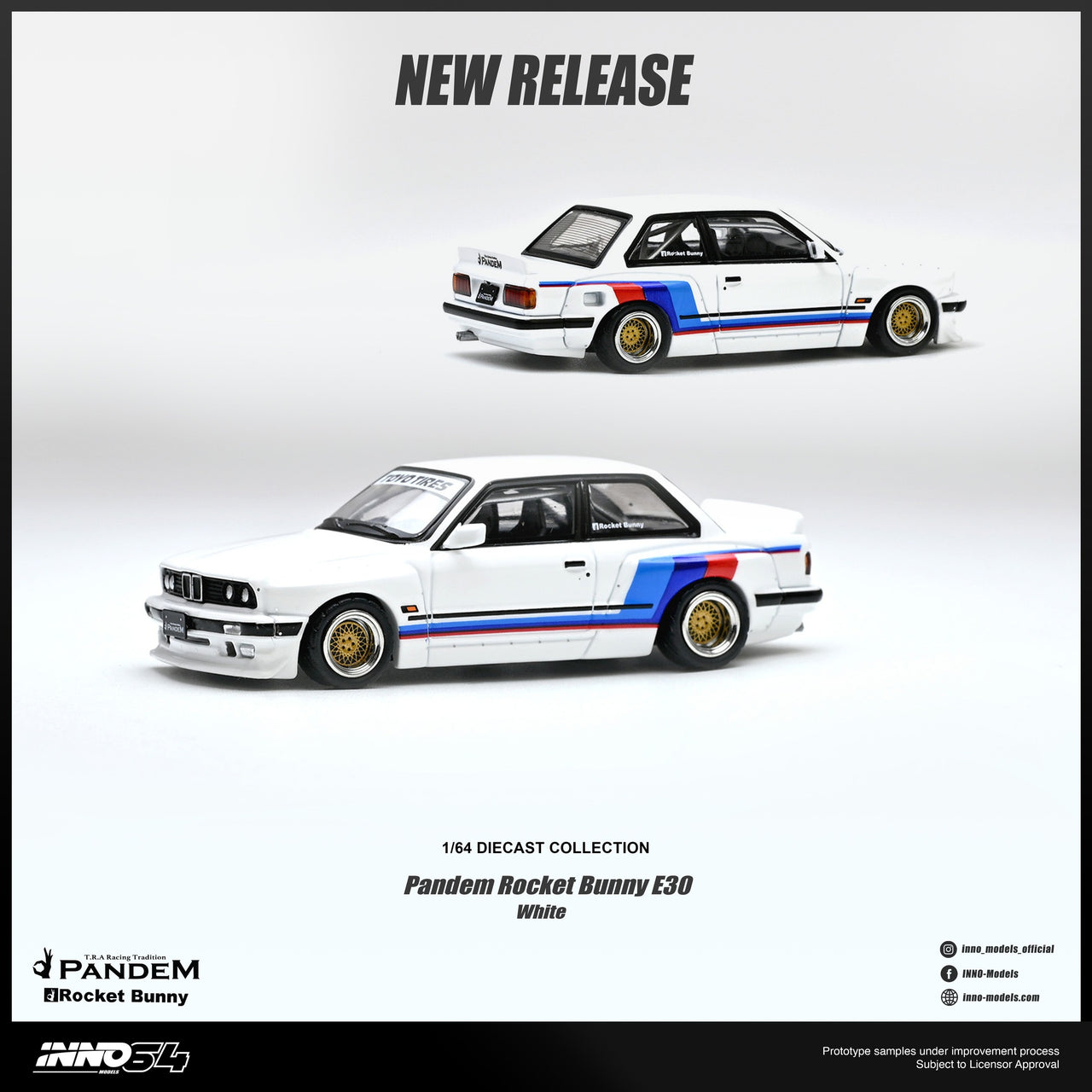PRE-ORDER INNO64 1:64 BMW PANDEM E30 WHITE