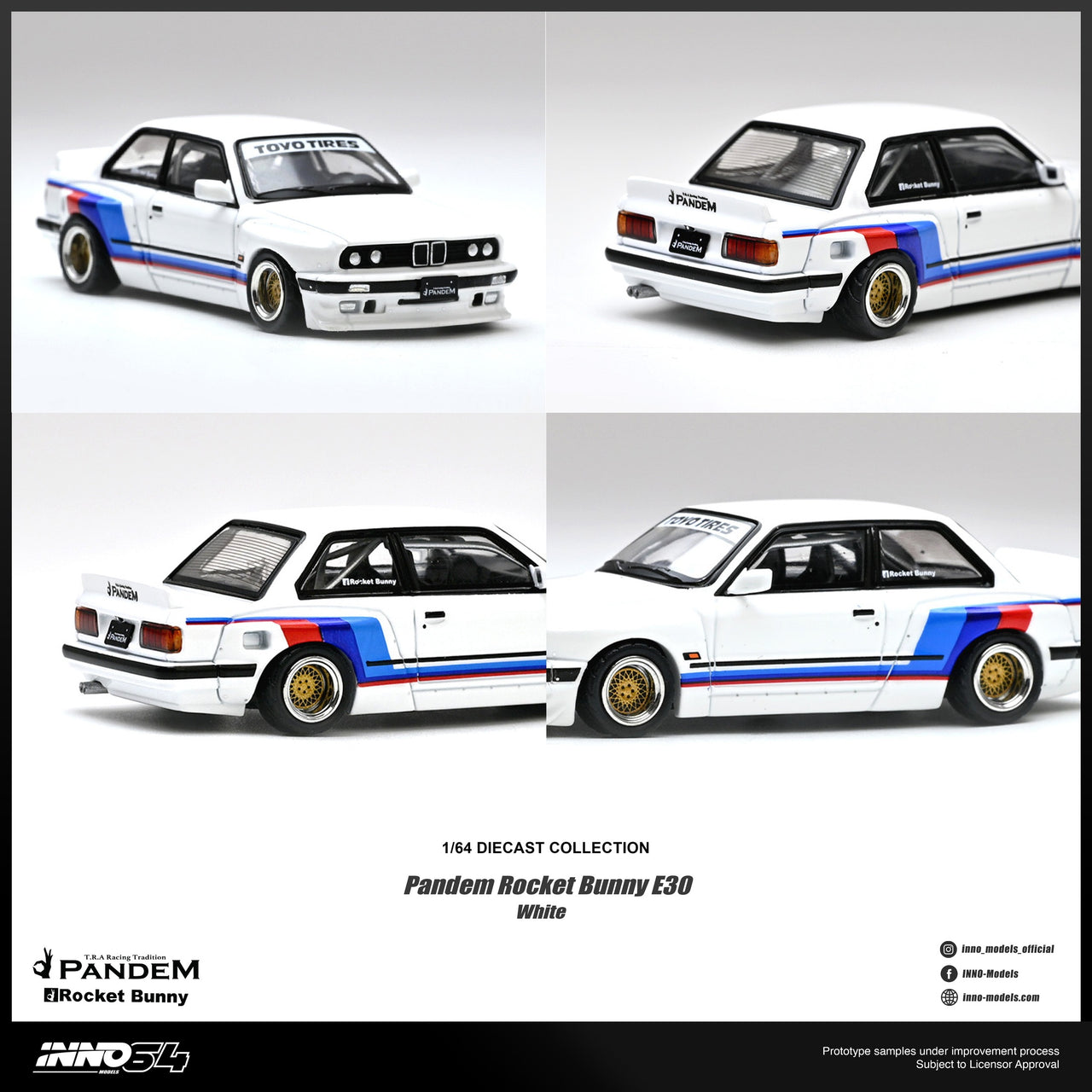 PRE-ORDER INNO64 1:64 BMW PANDEM E30 WHITE