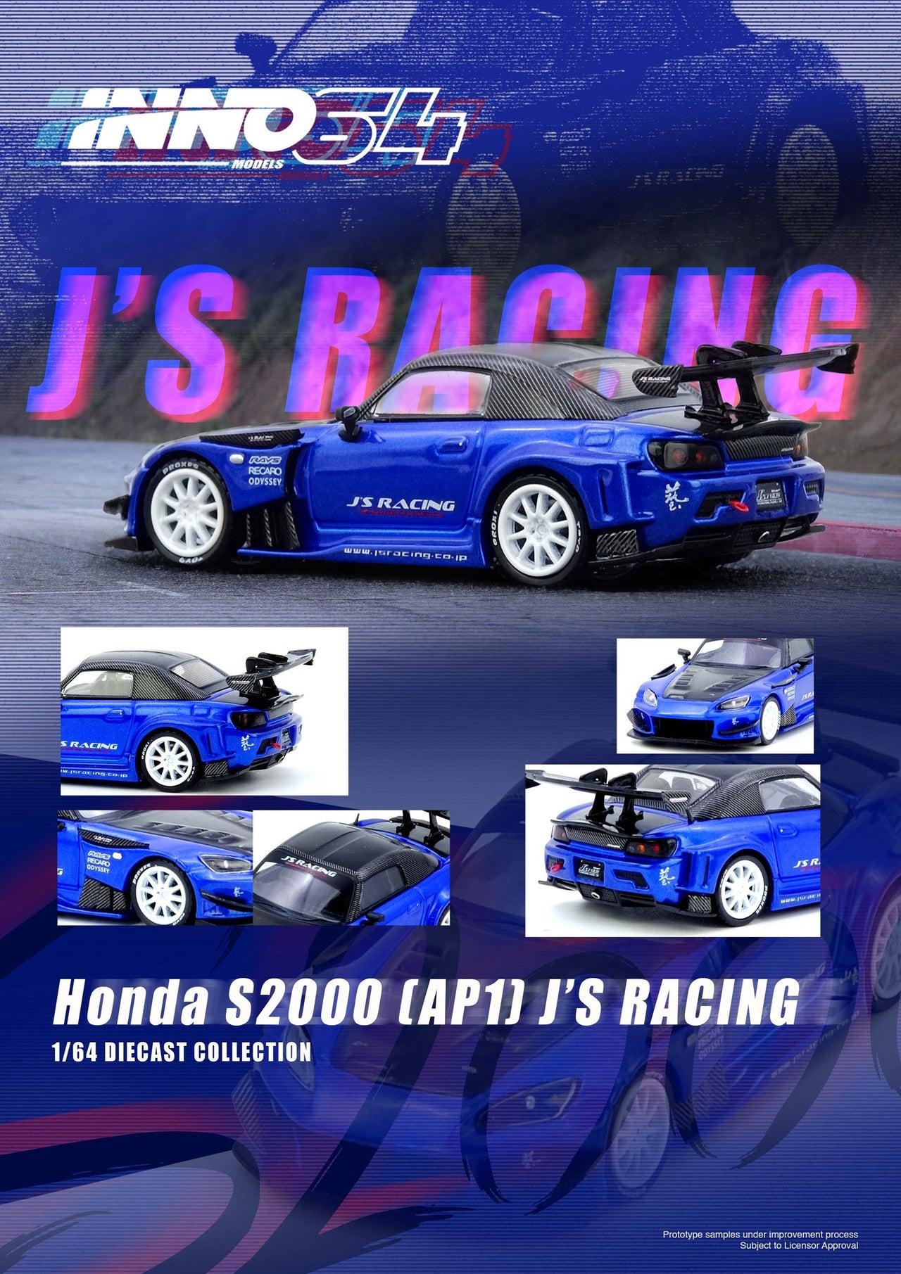 PRE-ORDER INNO64 1:64 HONDA S2000 J'S RACING Blue