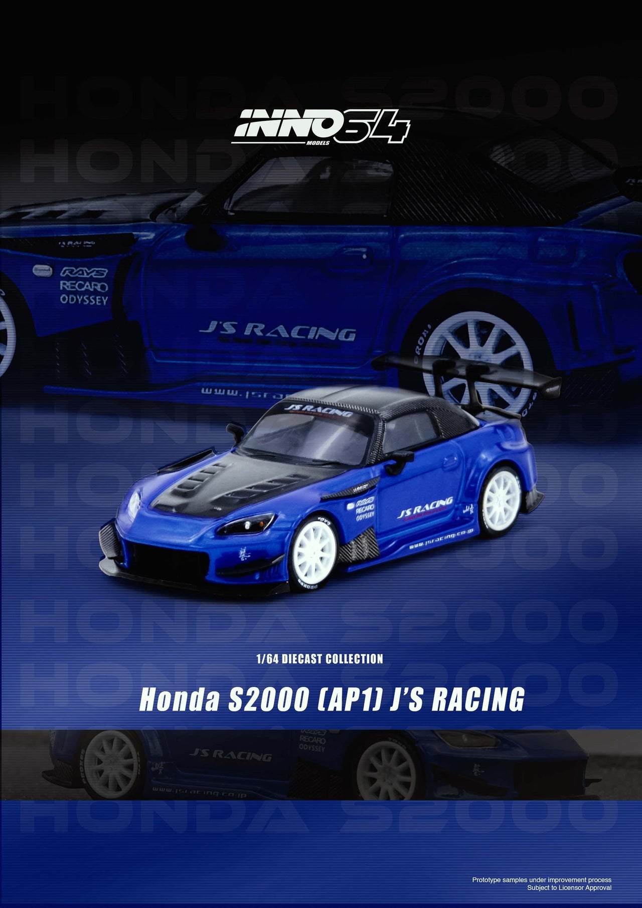PRE-ORDER INNO64 1:64 HONDA S2000 J'S RACING Blue