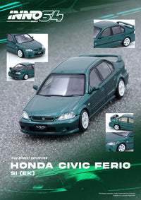 Thumbnail for PRE-ORDER INNO64 1:64 Honda Civic Ferio Si EK Green