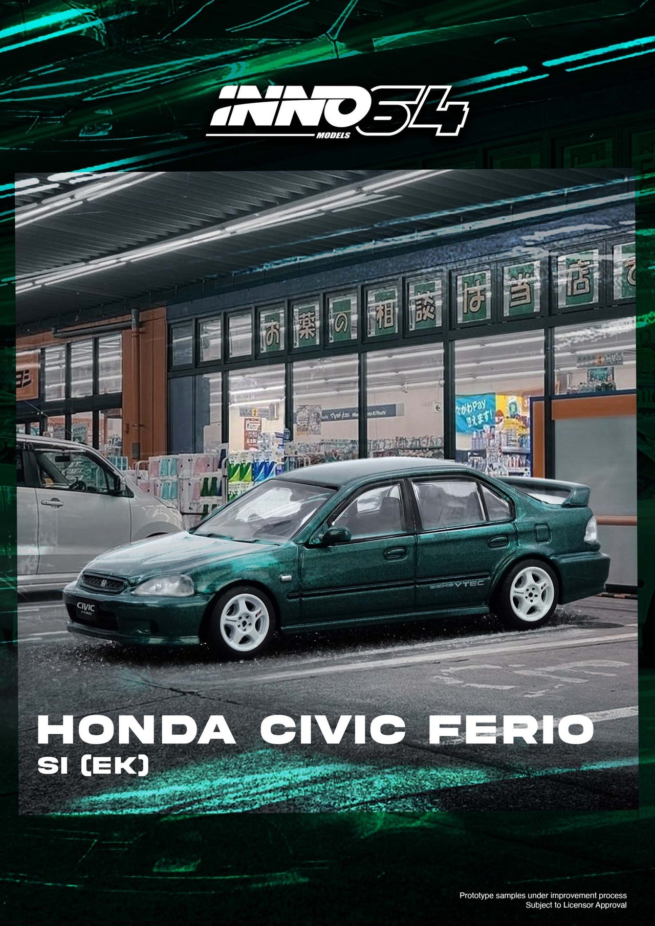 PRE-ORDER INNO64 1:64 Honda Civic Ferio Si EK Green