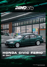 Thumbnail for PRE-ORDER INNO64 1:64 Honda Civic Ferio Si EK Green