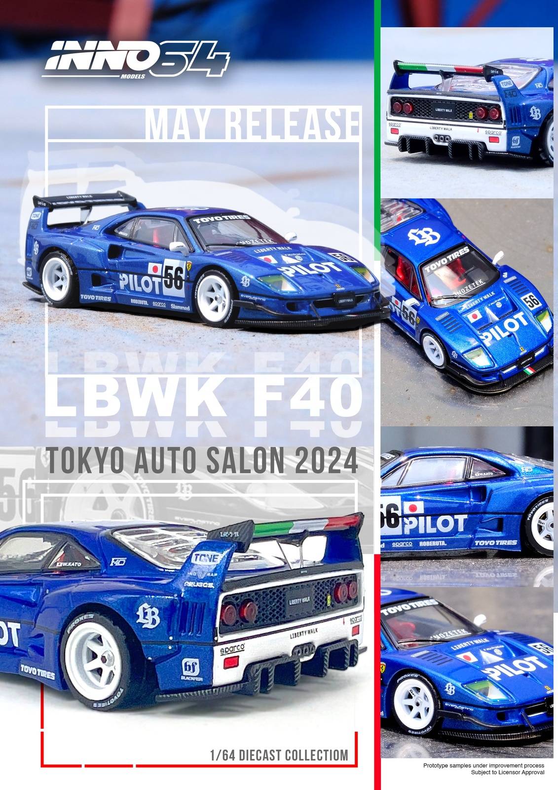 PRE-ORDER INNO64 1:64 LBWK Ferrari F40 Tokyo Auto Salon 2024