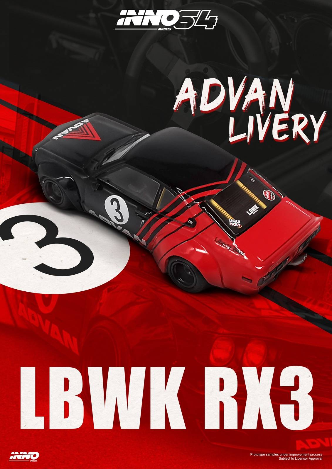 PRE-ORDER INNO64 1:64 LBWK Mazda RX3 Savanna Advan Livery