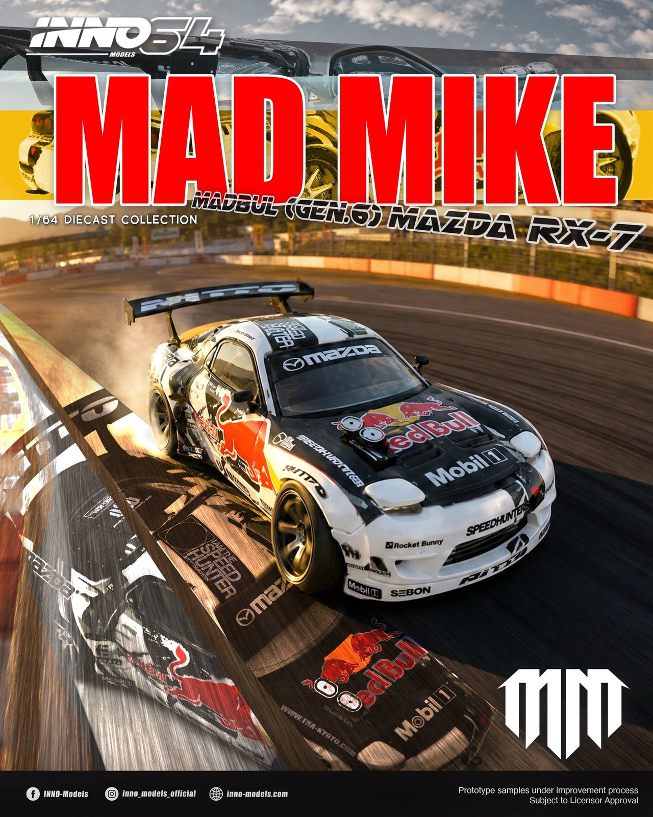 PRE-ORDER INNO64 1:64 MAZDA RX-7 MAD MIKE "MADBUL Gen6"