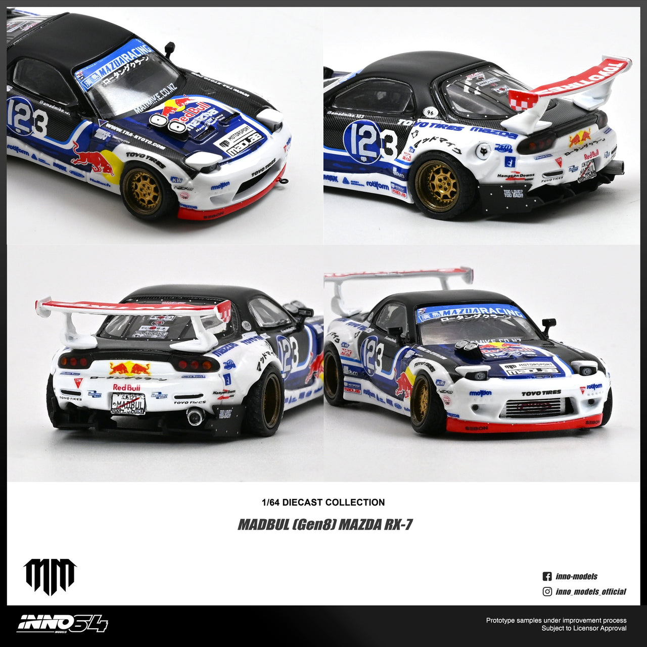 PRE-ORDER INNO64 1:64 MAZDA RX-7 MAD MIKE "MADBUL Gen8"