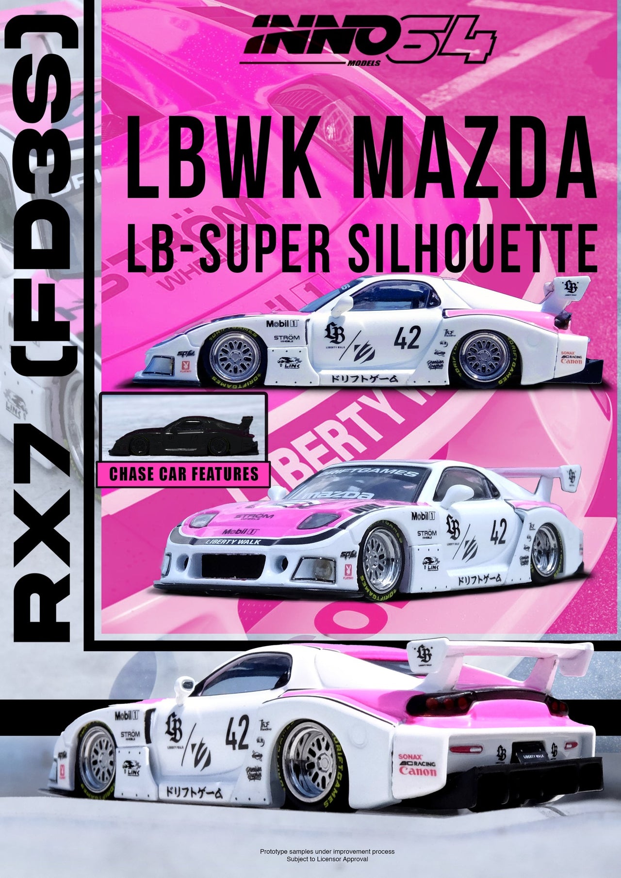 PRE-ORDER INNO64 1:64 MAZDA RX7 FD3S LB-SUPER SILHOUETTE "DRIFT GAMES 2025"
