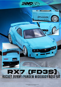 Thumbnail for PRE-ORDER INNO64 1:64 Mazda RX7 PANDEM ROCKET BUNNY RX7 FD3S Tiffany Blue