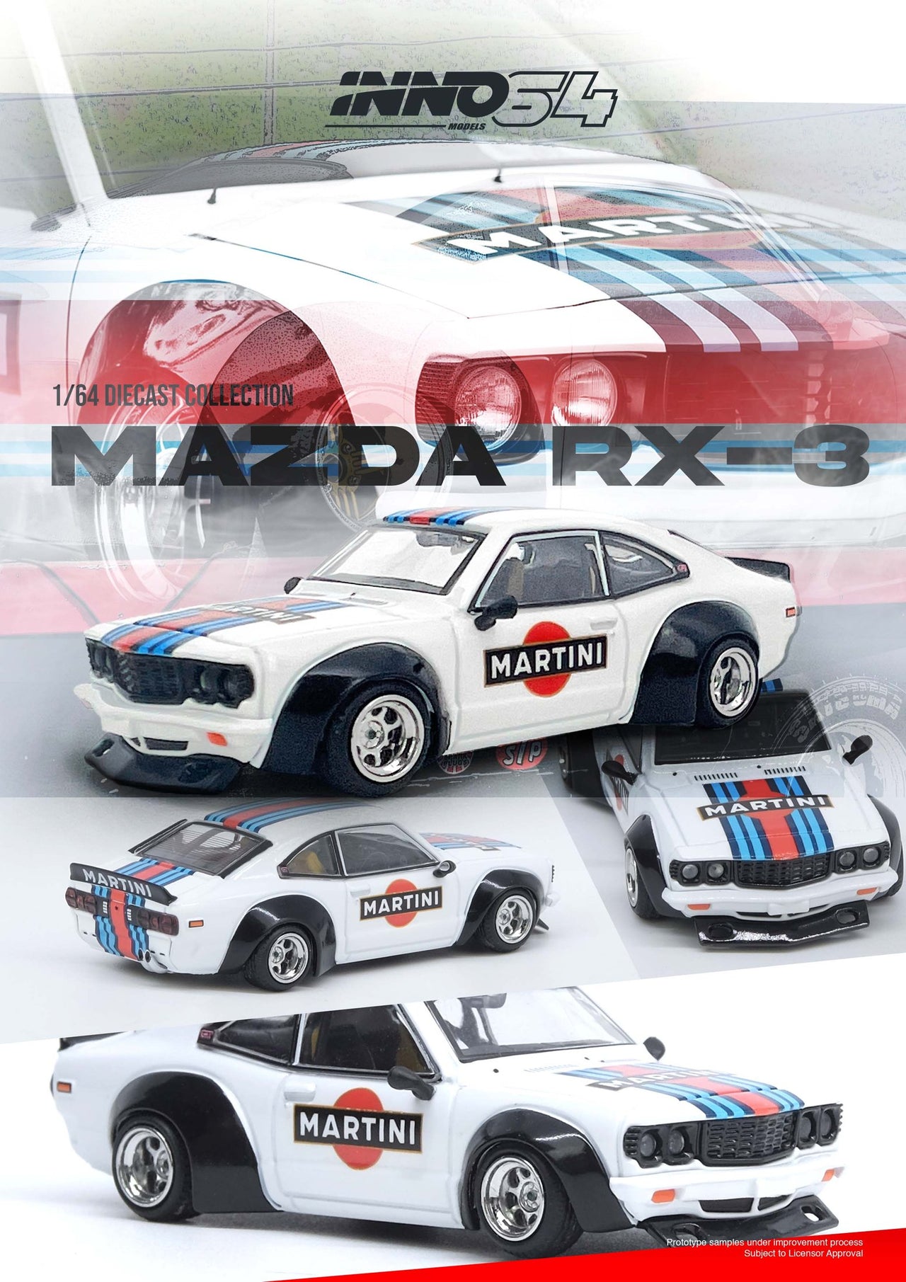 PRE-ORDER INNO64 1:64 Mazda Savanna RX3 "MARTINI RACING" Livery