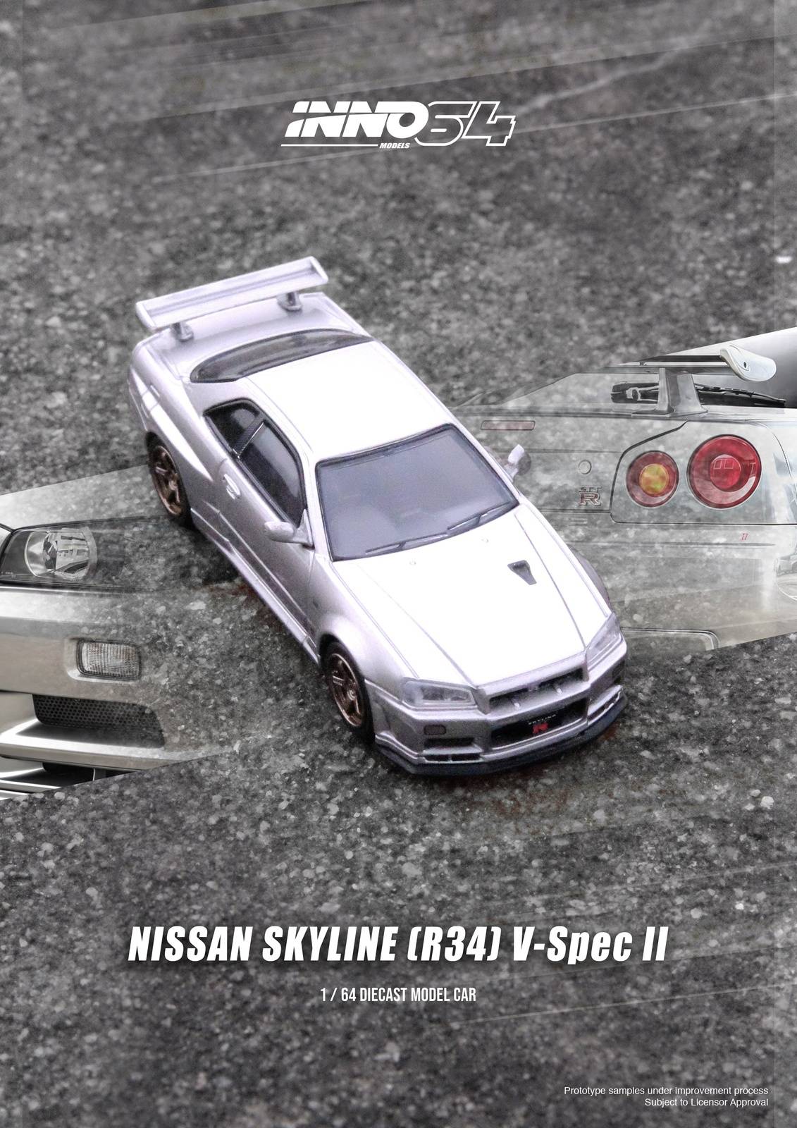 PRE-ORDER INNO64 1:64 Nissan GT-R R34 V-Spec II Silver