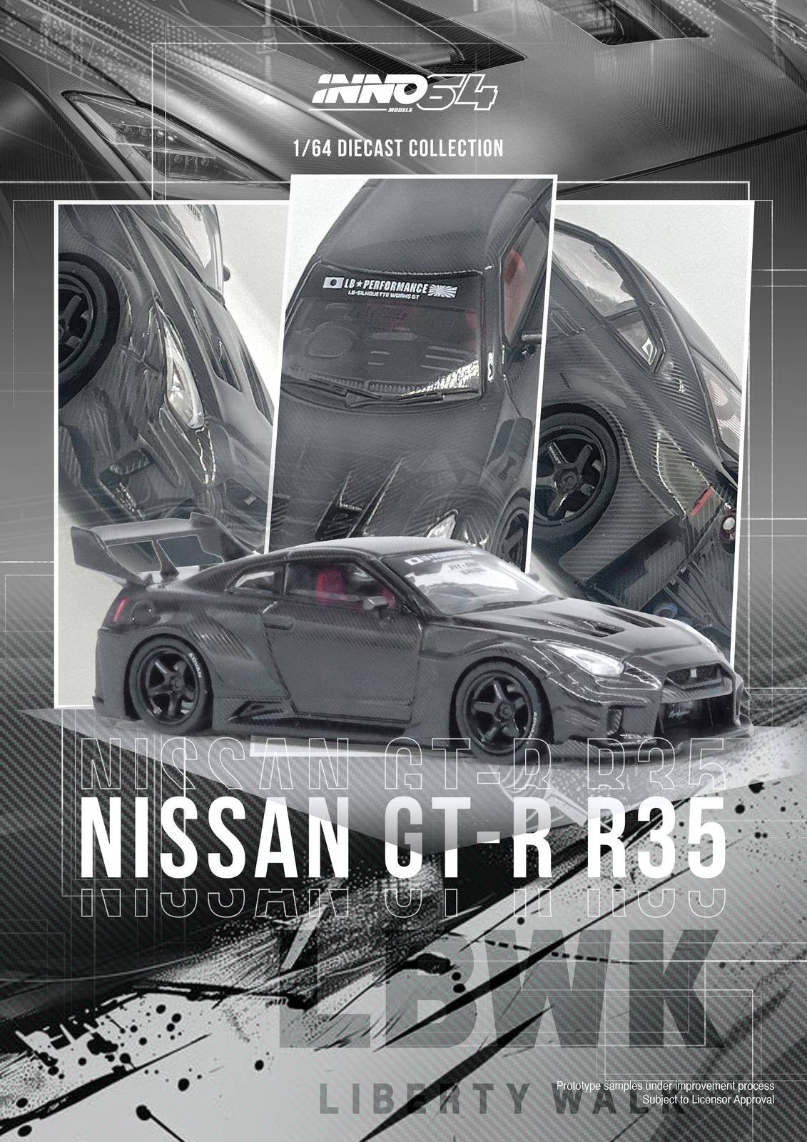 PRE-ORDER INNO64 1:64 Nissan GT-R R35 LBWK Super Silhouette 35GT-RR Full Carbon