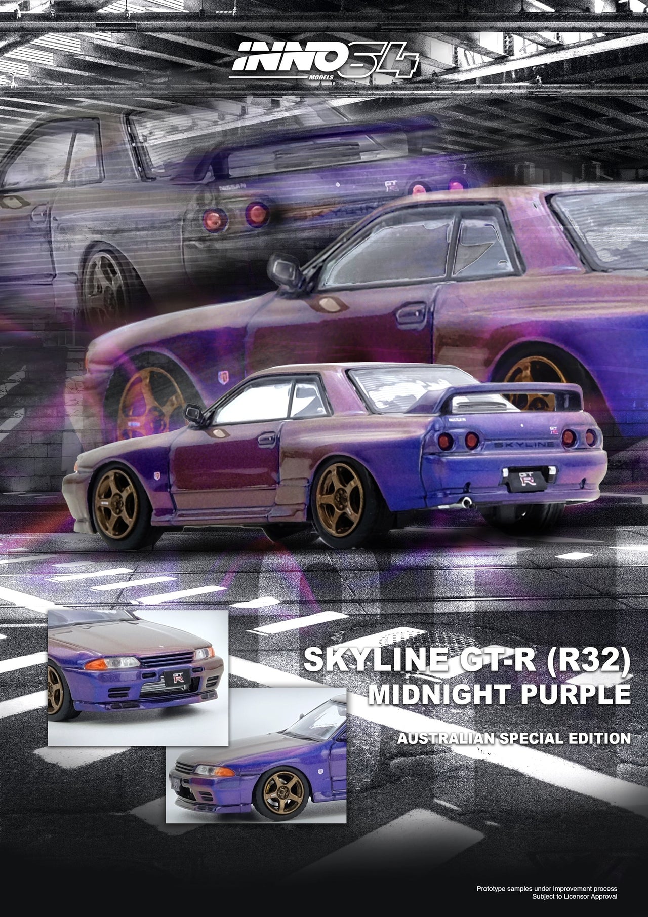 PRE-ORDER INNO64 1:64 Nissan SKYLINE GT-R R32 Midnight Purple Australia Special Edition