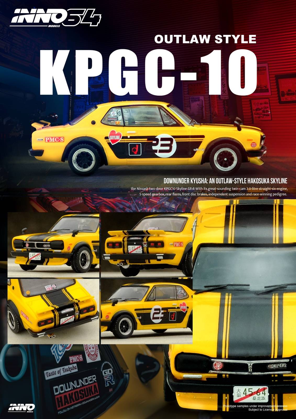 PRE-ORDER INNO64 1:64 Nissan Skyline 2000 GT-R KPGC-10 Outlaw Style