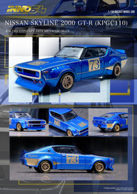 Thumbnail for PRE-ORDER INNO64 1:64 Nissan Skyline 2000 GT-R KPGC110 Racing Concept Blue
