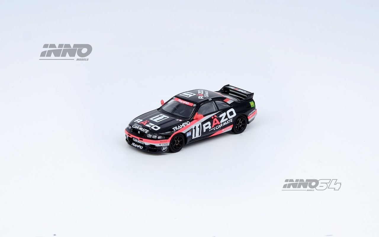 PRE-ORDER INNO64 1:64 Nissan Skyline GT-R R33 #11 "RAZO TRAMPIO" N1 Super Endurance Series - SENDAN HIGHLAND 1995 Winner