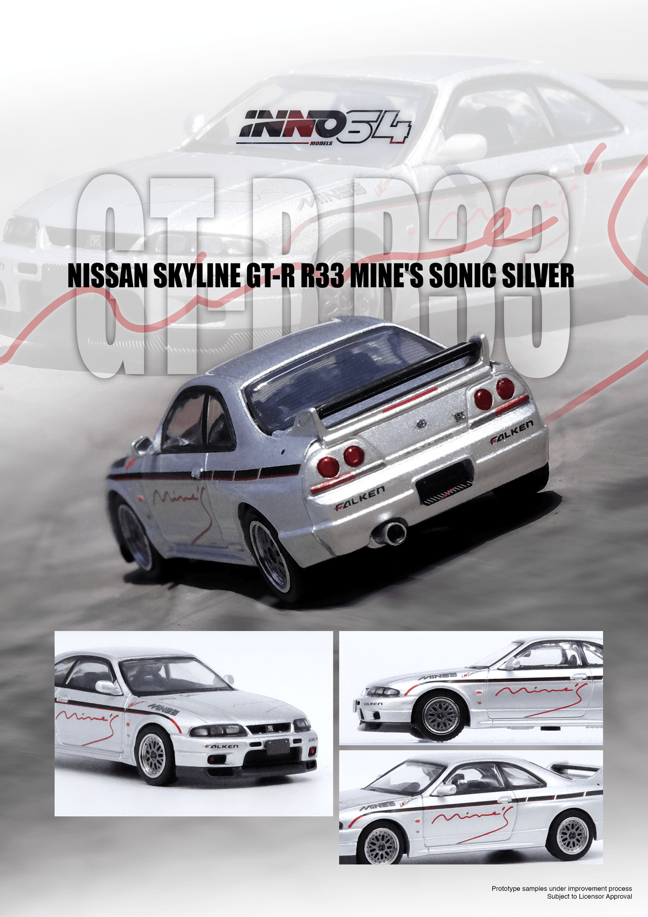 PRE-ORDER INNO64 1:64 Nissan Skyline GT-R R33 Tuned By Mines