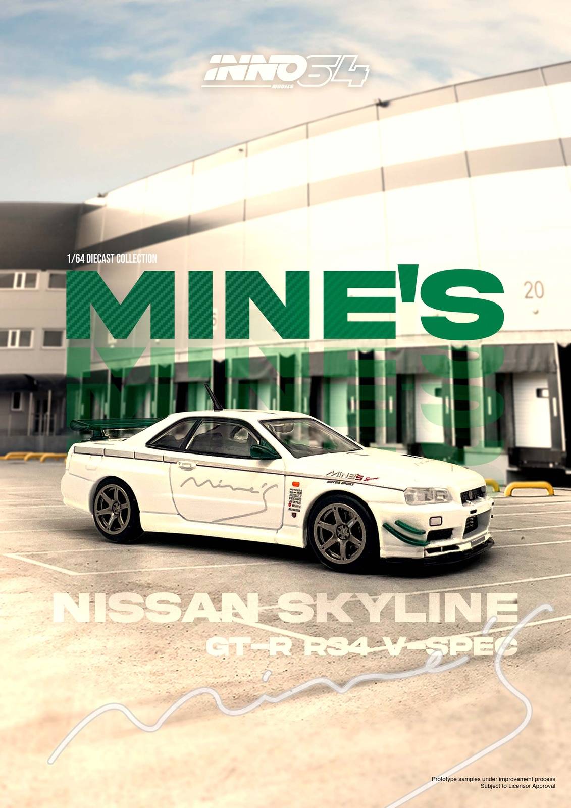 PRE-ORDER INNO64 1:64 Nissan Skyline GT-R R34 V-SPEC Tuned by "MINE'S"