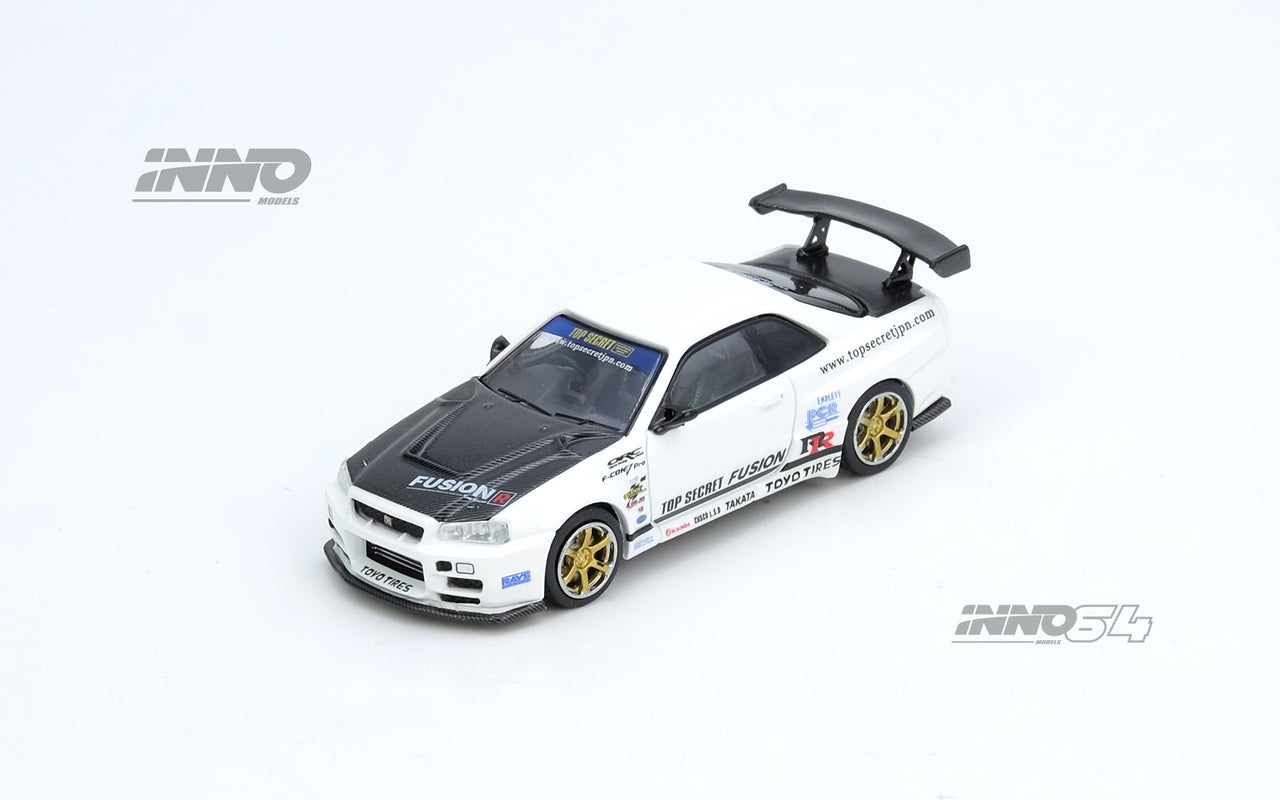 PRE-ORDER INNO64 1:64 Nissan Skyline TOP SECRET R34 GT-R White
