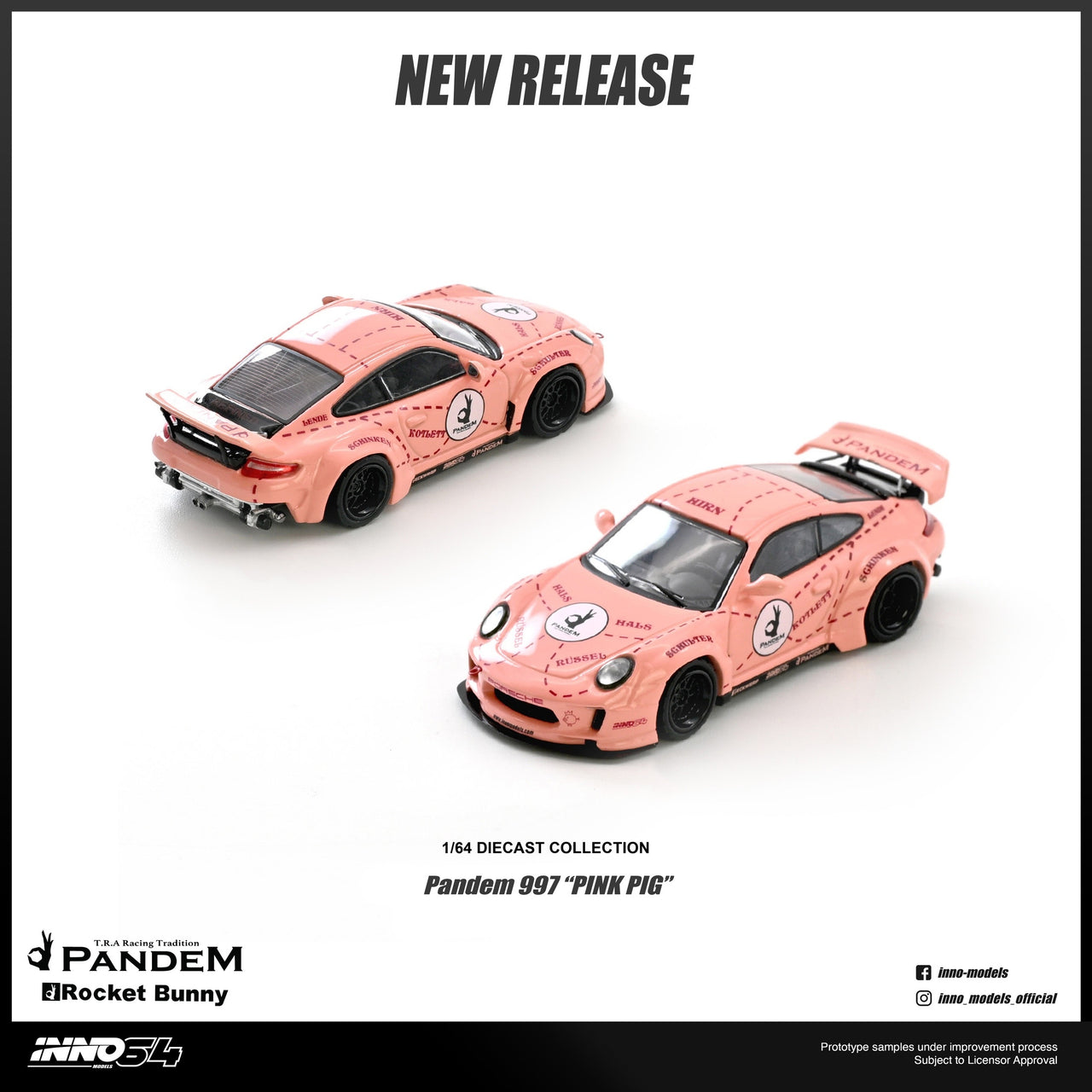 PRE-ORDER INNO64 1:64 Porsche PANDEM 997 "PINK PIG"