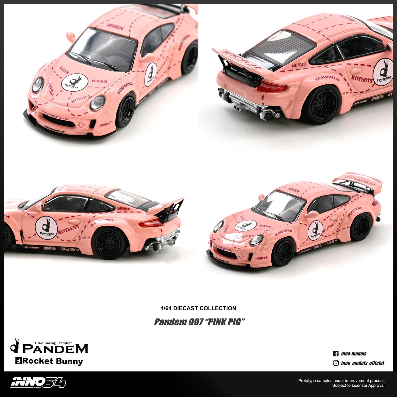 PRE-ORDER INNO64 1:64 Porsche PANDEM 997 "PINK PIG"