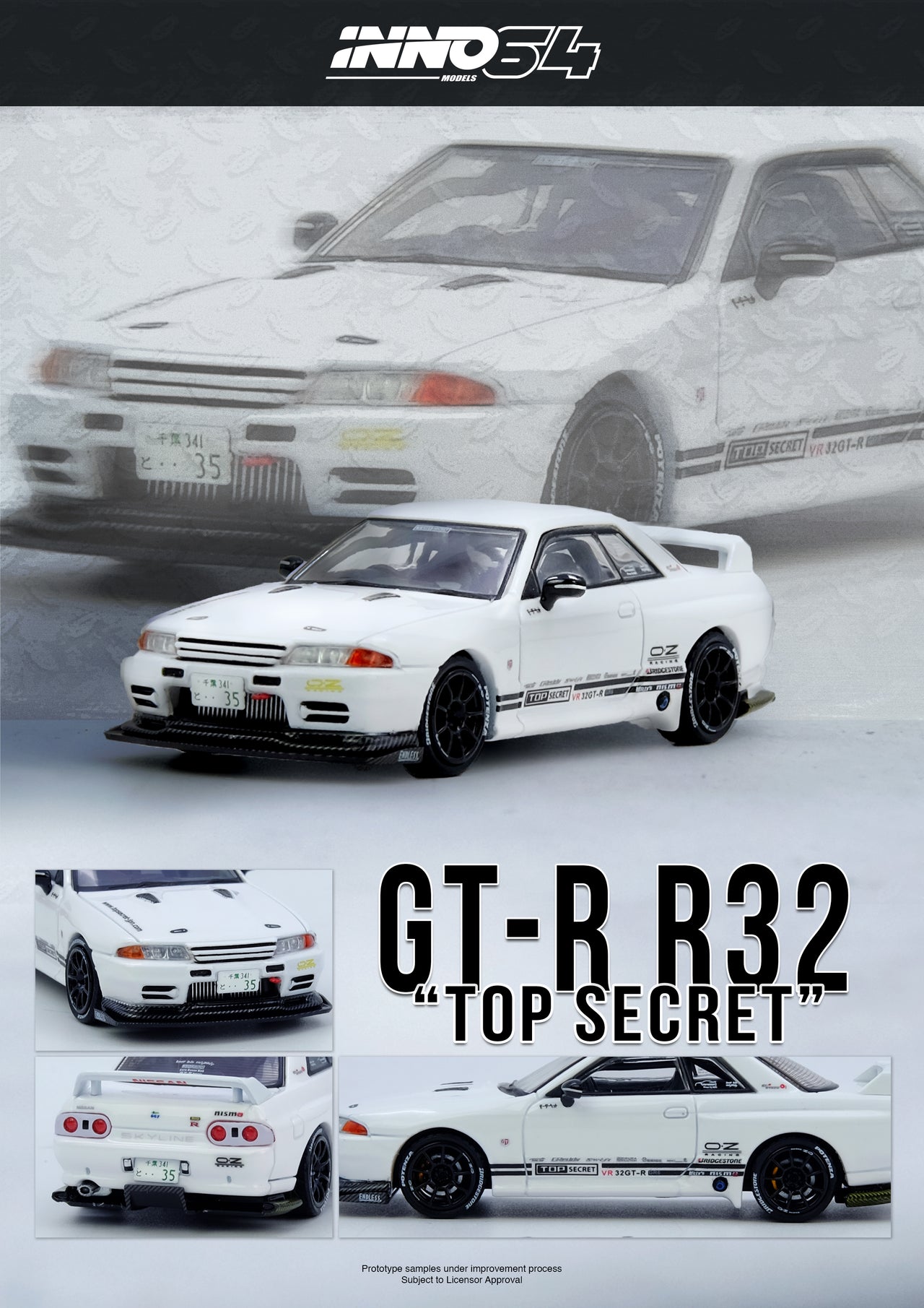 PRE-ORDER INNO64 1:64 TOP SECRET VR32 GT-R White