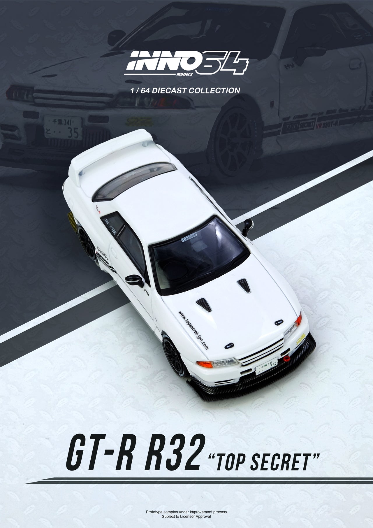 PRE-ORDER INNO64 1:64 TOP SECRET VR32 GT-R White