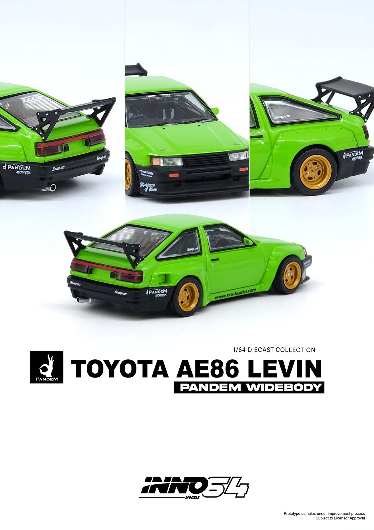 PRE-ORDER INNO64 1:64 TOYOTA AE86 Levin "PANDEM ROCKET BUNNY" Green