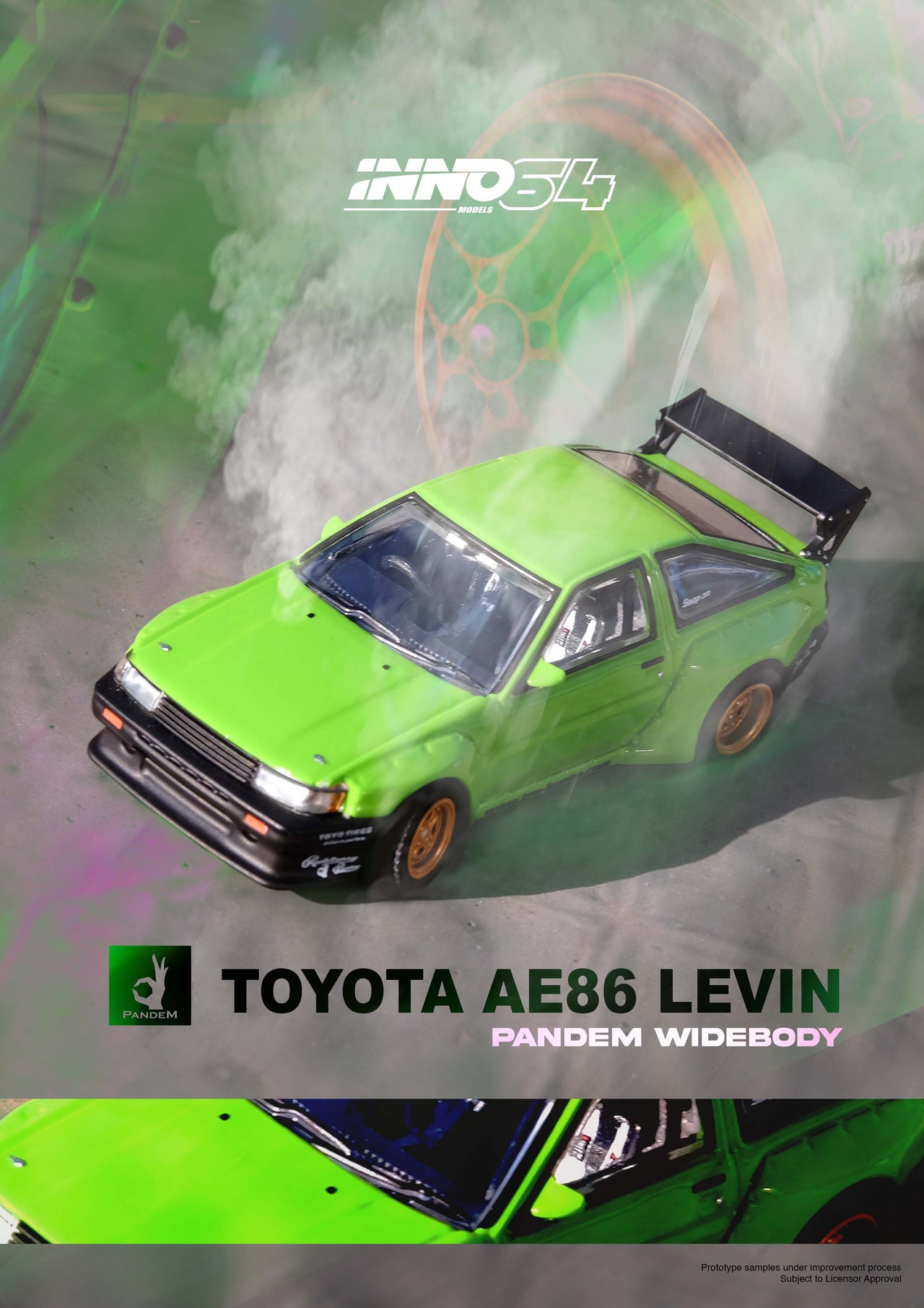 PRE-ORDER INNO64 1:64 TOYOTA AE86 Levin "PANDEM ROCKET BUNNY" Green