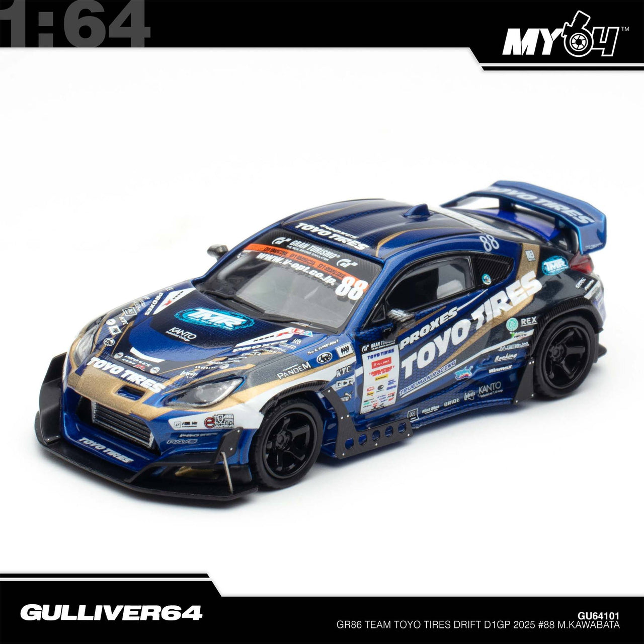PRE-ORDER INNO64 1:64 Toyota GR86 Team Toyo Tires Drift D1GP 2025 #88 M.Kawabata Tokyo Auto Salon Exclusive