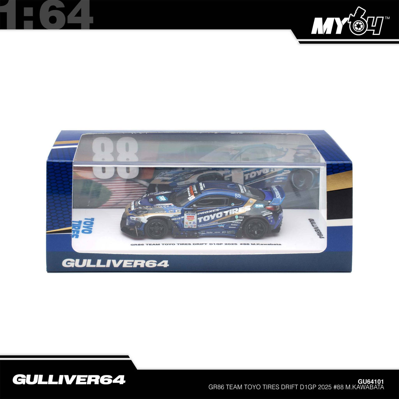 PRE-ORDER INNO64 1:64 Toyota GR86 Team Toyo Tires Drift D1GP 2025 #88 M.Kawabata Tokyo Auto Salon Exclusive