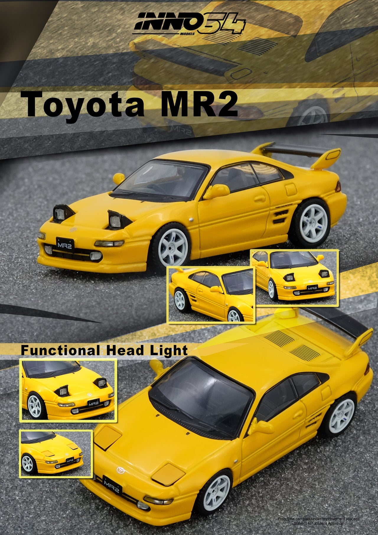 PRE-ORDER INNO64 1:64 Toyota MR2 SW20 Yellow
