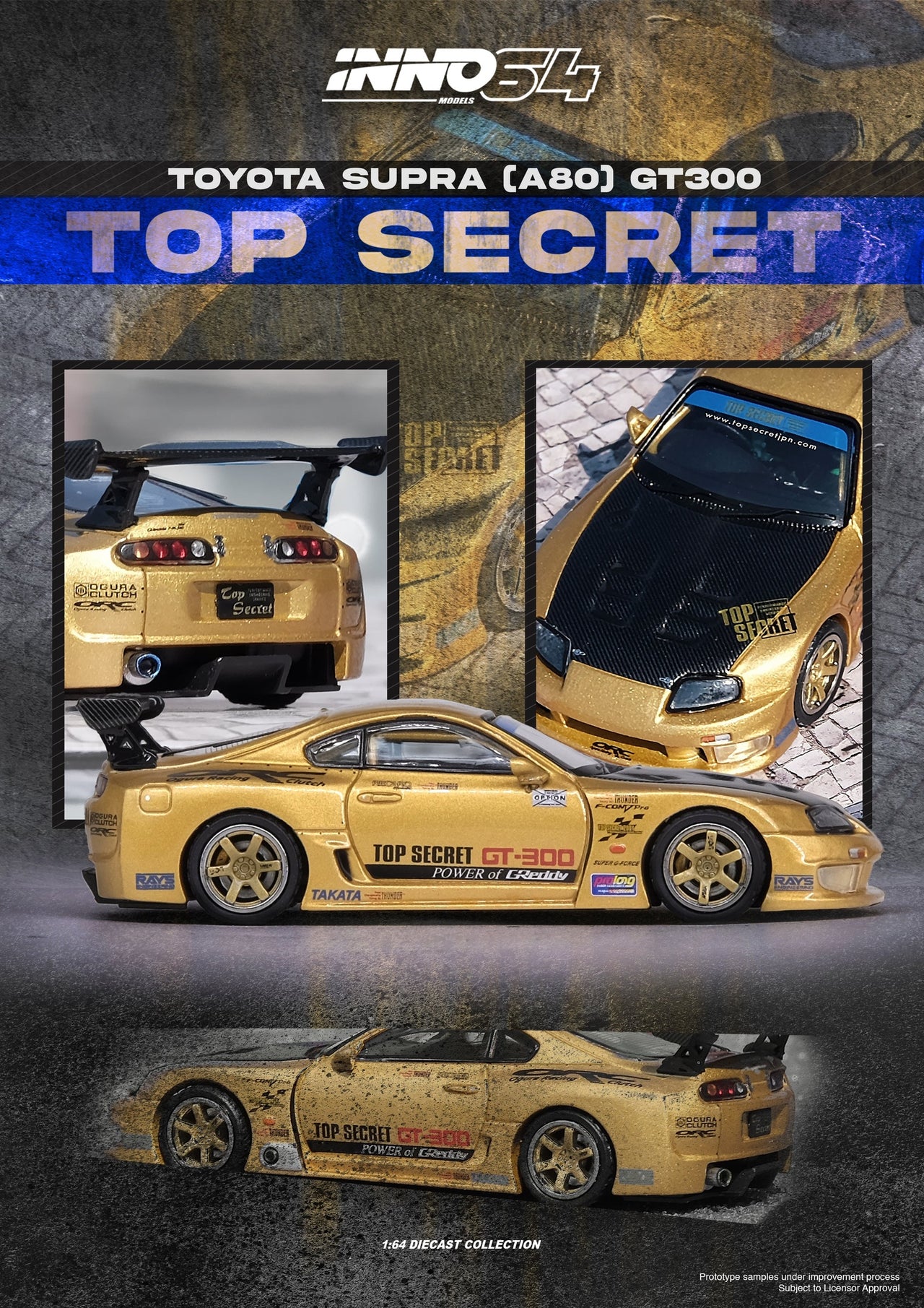 PRE-ORDER INNO64 1:64 Toyota Supra A80 TOP SECRET GT300