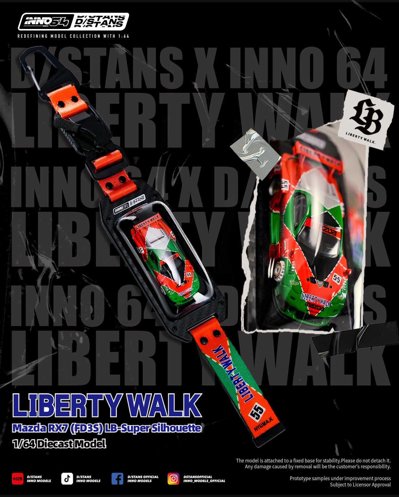 PRE-ORDER INNO64 x DSTANS 1:64 Liberty Walk Mazda FD3S