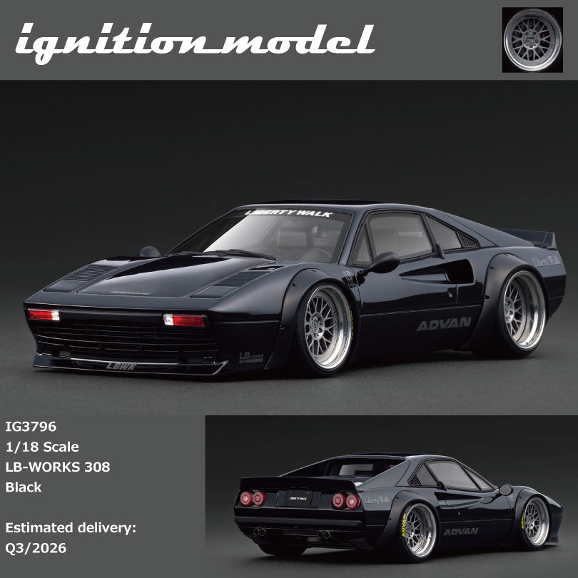 PRE-ORDER Ignition Model 1:18 LB-WORKS Ferrari 308 Black