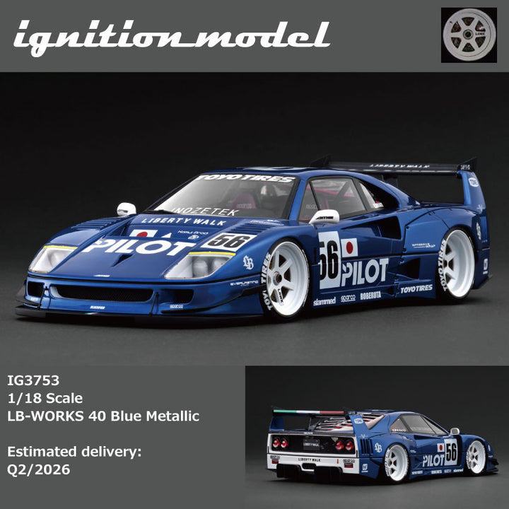 t*n様 イグニッションモデル F40 1/18 LB-WORKS 40 Whi Ignition-Model Ferrari F40 LBWK LB-Works 40 Japan Blue Pilot 1:18