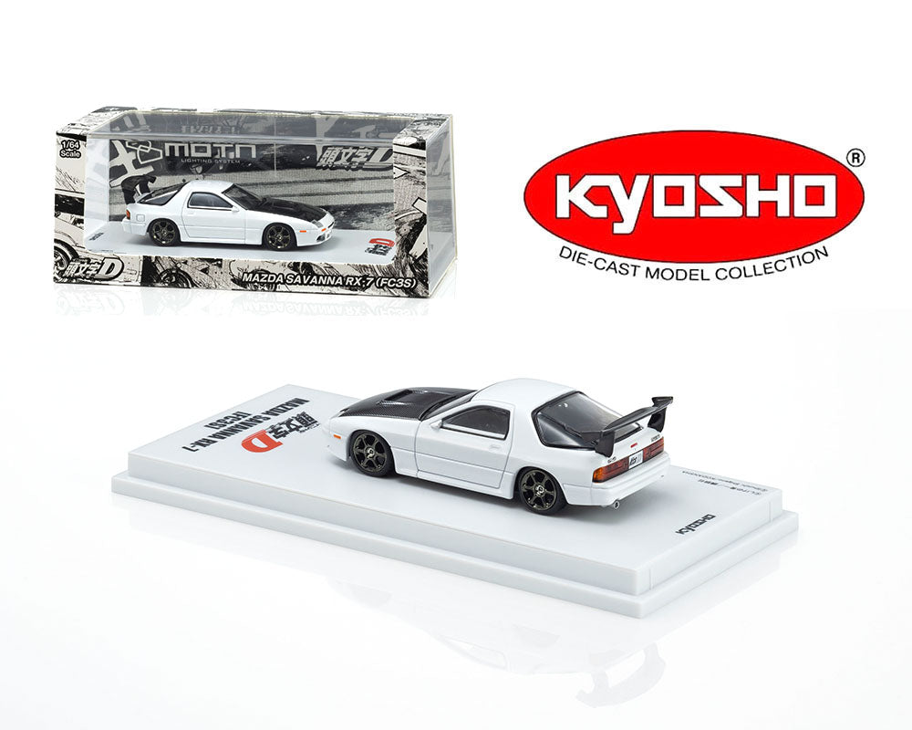 PRE-ORDER Kyosho 1:64 Initial D Mazda Savanna RX7 FC3S with LED MOTN Base Compatible – Limited Edition