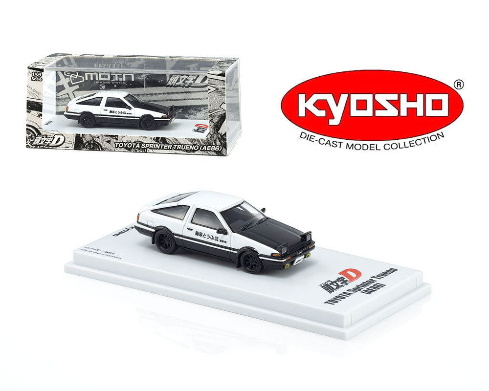 PRE-ORDER Kyosho 1:64 Initial D Toyota Trueno AE86 with LED MOTN Base Compatible – Limited Edition
