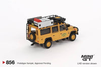 Thumbnail for PRE-ORDER MINI GT 1:64 Land Rover Defender 110 1989 Camel Trophy Amazon Team Turkey MGT00856-BL