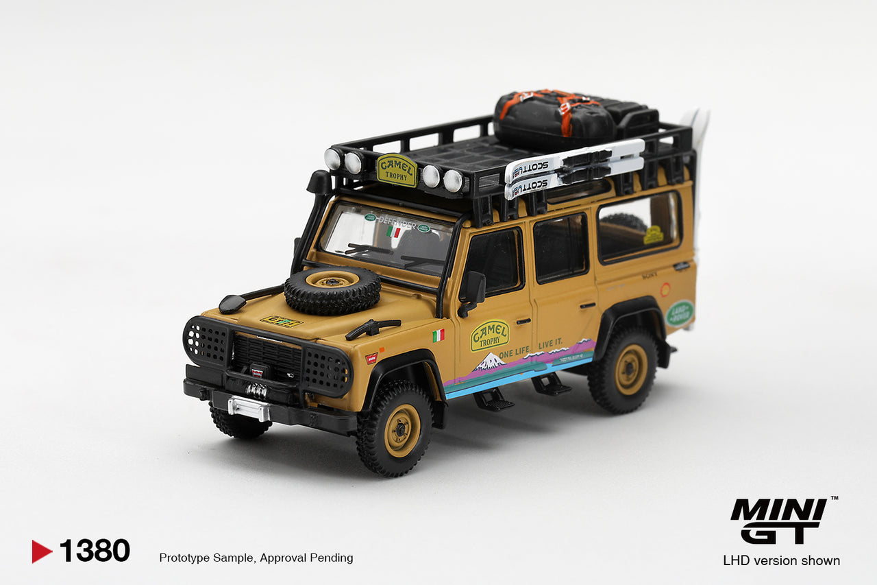 PRE-ORDER MINI GT 1:64 Land Rover Defender 110 1998 Camel Trophy Tierra del Fuego CT.24 Italy MGT01380-L