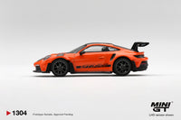 Thumbnail for PRE-ORDER MINI GT 1:64 Porsche 911 992 GT3 RS Weissach Package Gulf Orange MGT01304-R