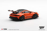 Thumbnail for PRE-ORDER MINI GT 1:64 Porsche 911 992 GT3 RS Weissach Package Gulf Orange MGT01304-R