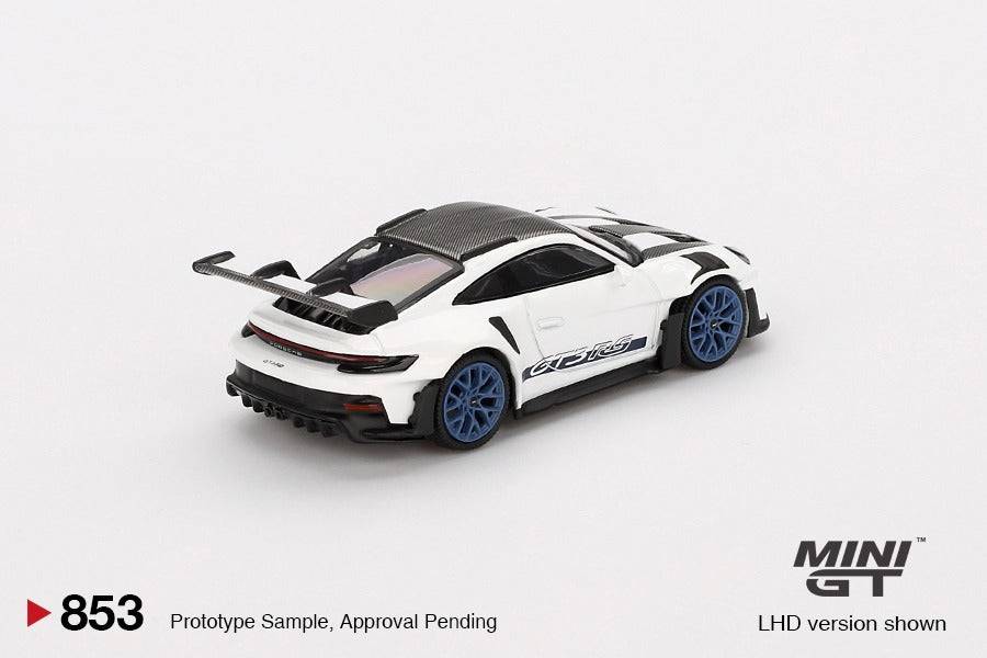 PRE-ORDER MINI GT 1:64 Porsche 911 992 GT3 RS Weissach Package White w/Indigo Blue MGT00853-R