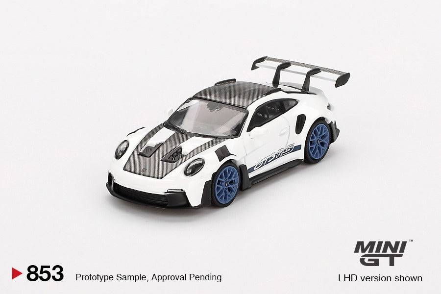 PRE-ORDER MINI GT 1:64 Porsche 911 992 GT3 RS Weissach Package White w/Indigo Blue MGT00853-R