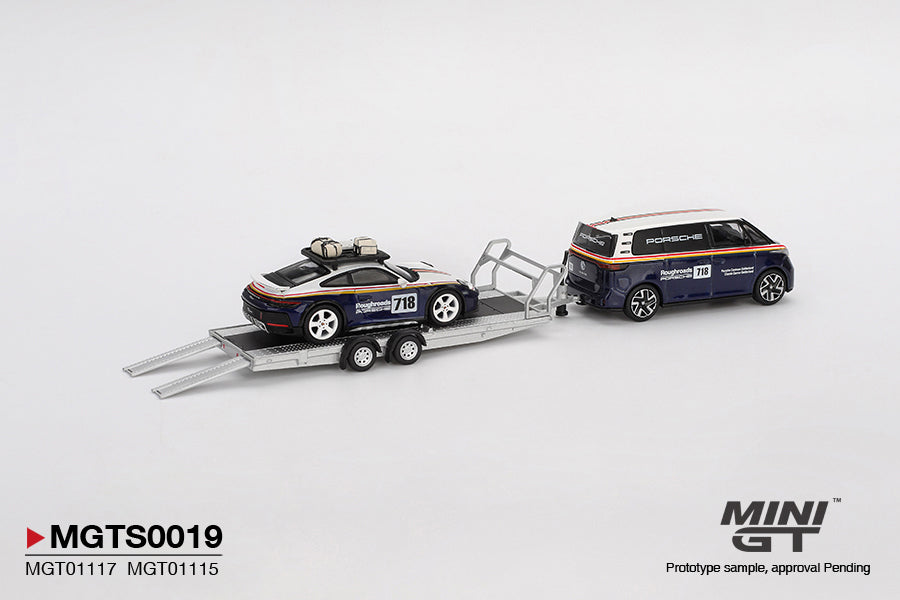 PRE-ORDER MINI GT 1:64 Porsche 911 Dakar #718 / Volkswagen ID. Buzz Porsche Centrum Gelderland Roughroads Set MGTS0019