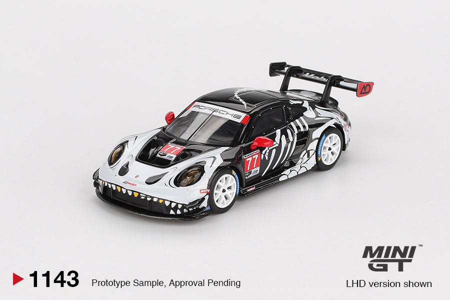 PRE-ORDER MINI GT 1:64 Porsche 911 GT3 R #77 AO Racing 2025 IMSA Petit Le Mans Skeleton Rexy MGT01143-L