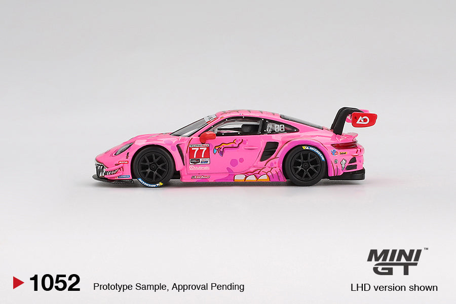 PRE-ORDER MINI GT 1:64 Porsche 911 GT3 R #77 AO Racing 2024 IMSA ROAD AMERICA MGT01052-L BLISTER VERSION