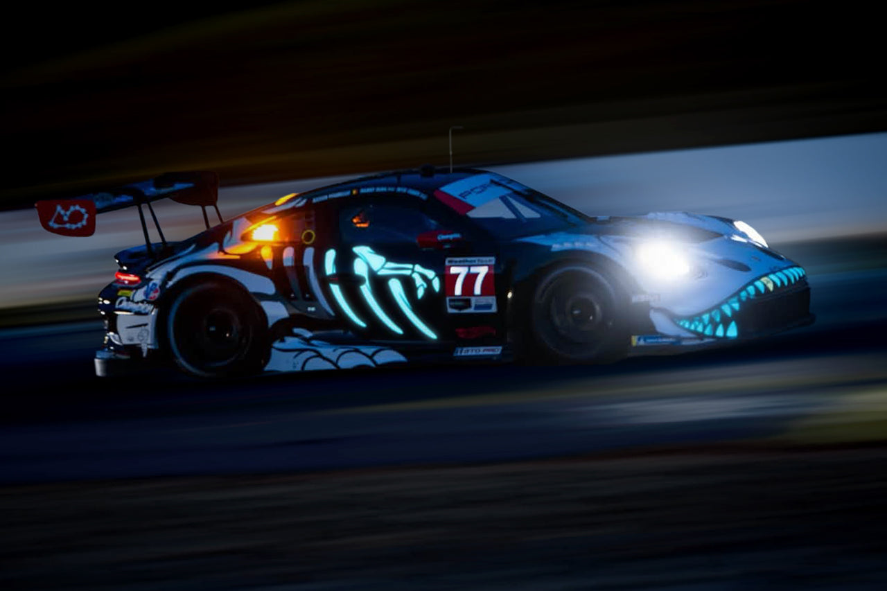 PRE-ORDER MINI GT 1:64 Porsche 911 GT3 R 992 #77 AO Racing "Skeleton Rexy" 2026 IMSA Petit Le Mans MGT01436